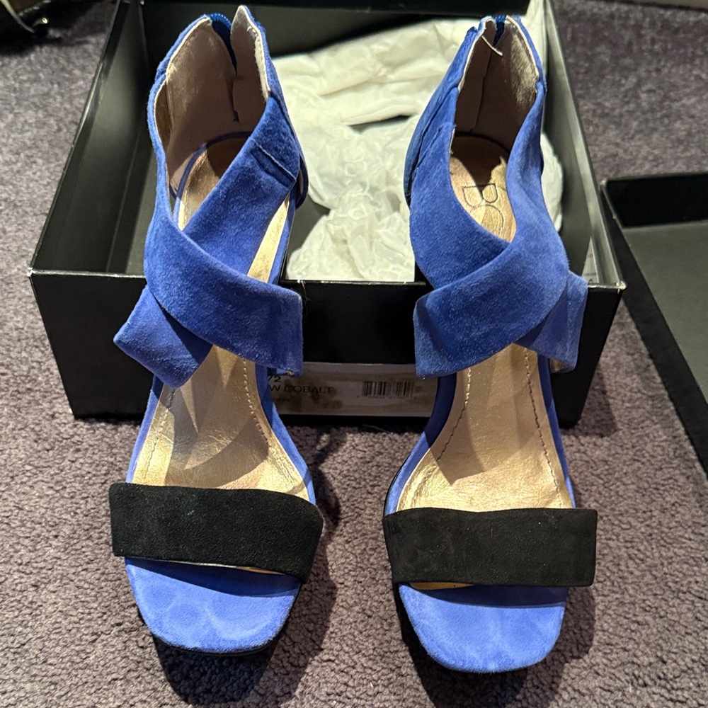 BCBG Paris Blue and Black Heels